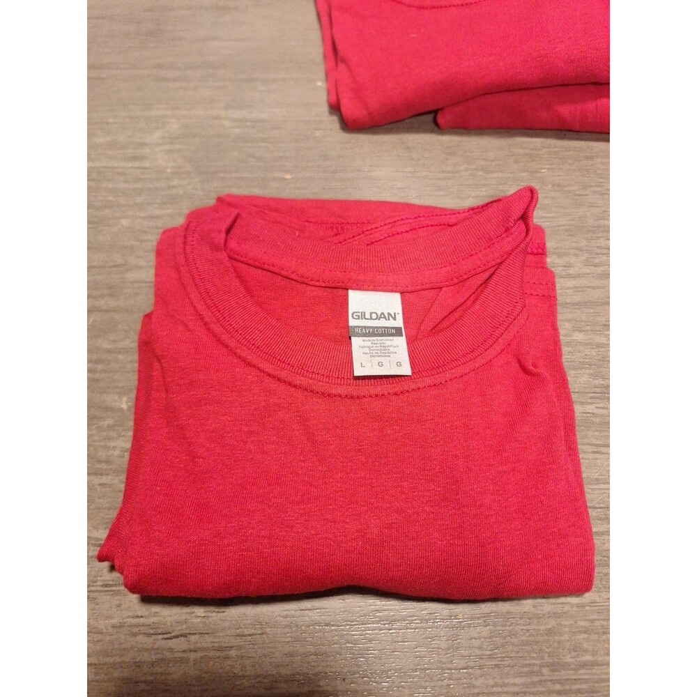 3 Large Gilden Heavy Cotton Mens Shirts Red